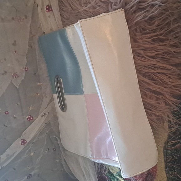 Mod 60s Style Pastel Pearl Color Block Handbag - Picture 6 of 6